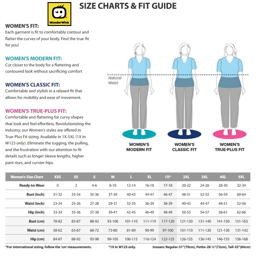 Wink Womens Sizing Chart